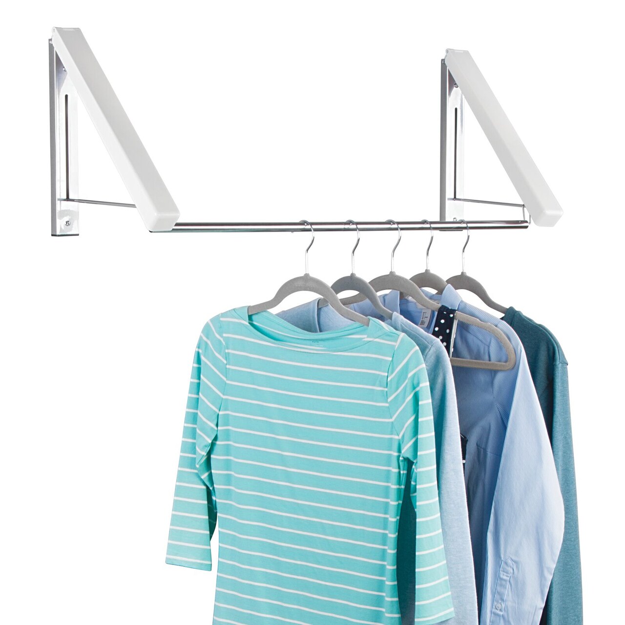 mDesign Expandable Wall Mount Laundry Air Drying Rack Clothing Storage